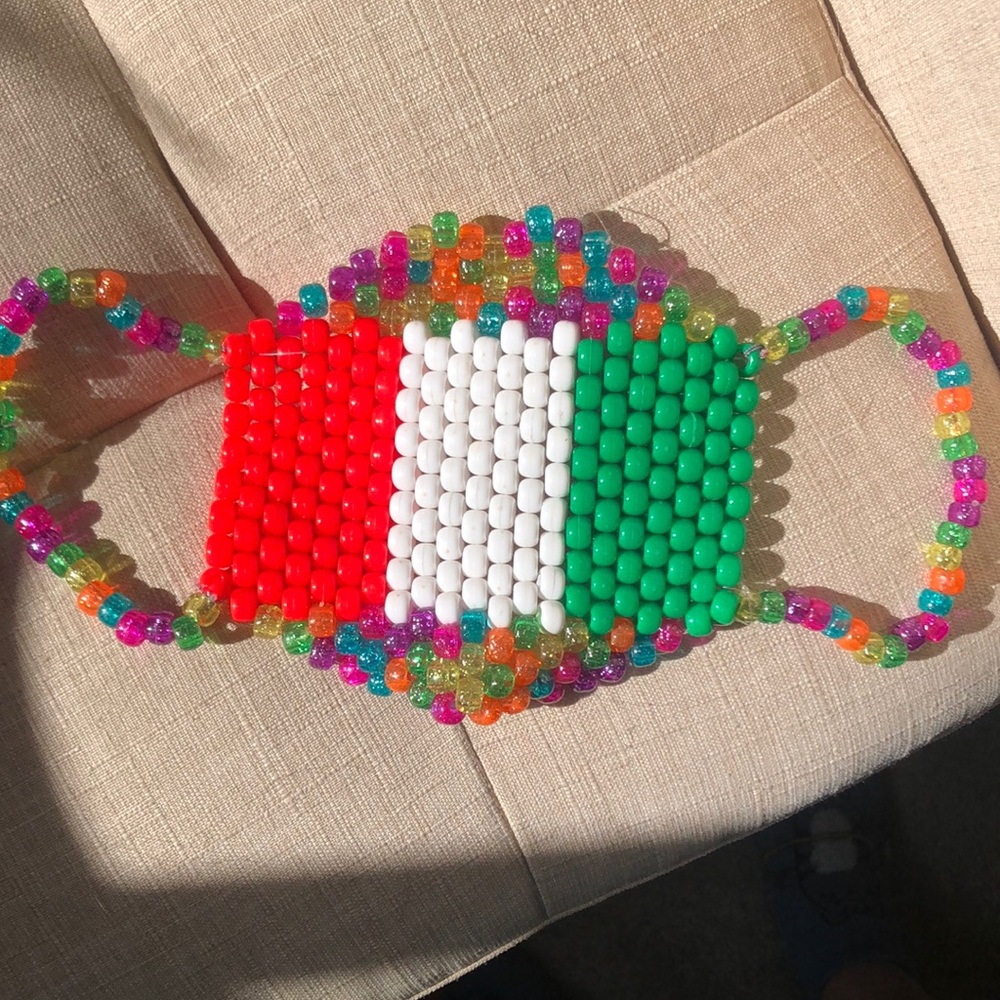 Handmade Mexico flag Bead mask